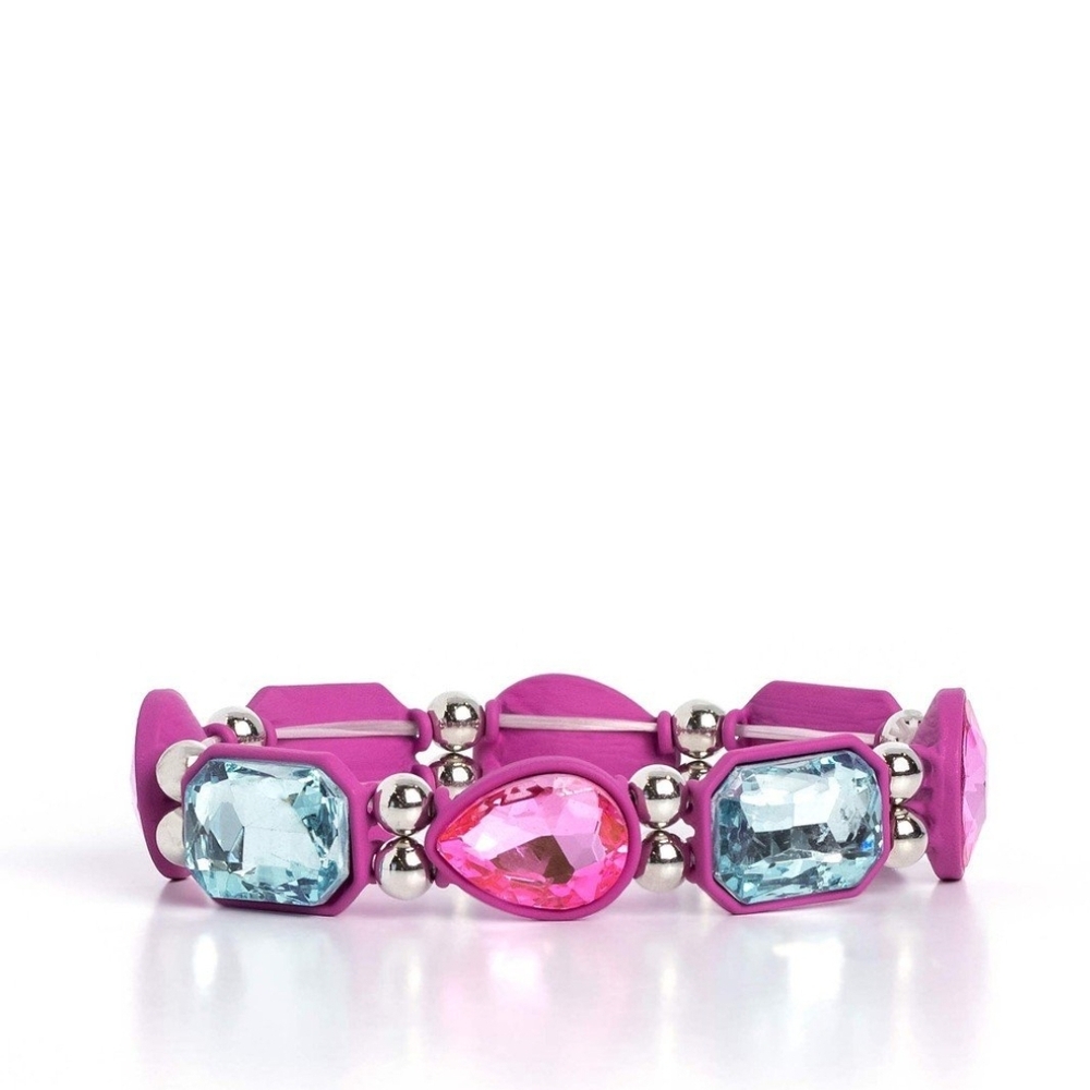 Pink and Blue Gemstone Bracelet Transforming Taste Silver Bead Fashion Jewelry